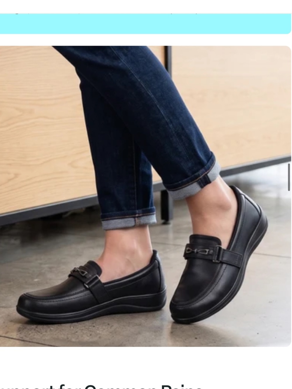Women's Black Slip-On Loafers with Subtle Buckle Accent